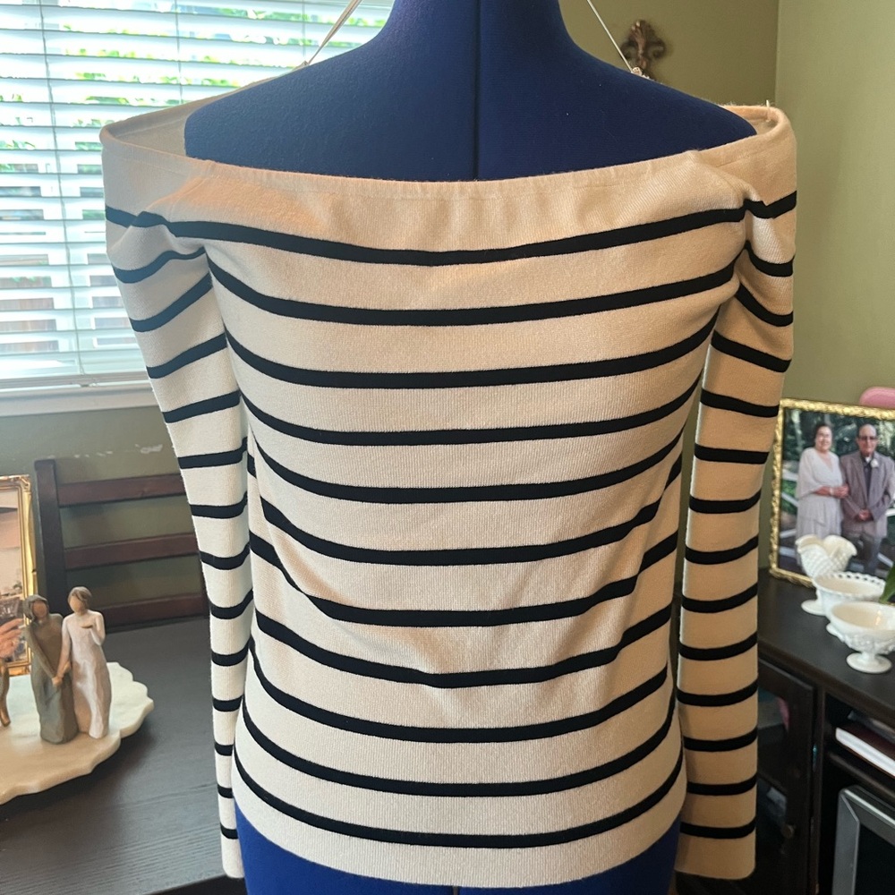 Forever 21 Black and White Off-Shoulder Sweater